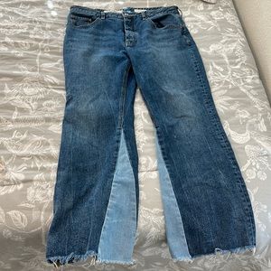 Pilcro / Anthropologie Flare Two Tone Crop Jeans - Size 31